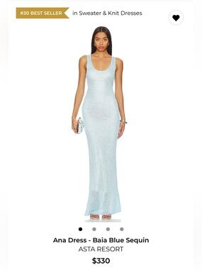 Asta Resort Baia Blue Sequin Maxi Dress, Medium